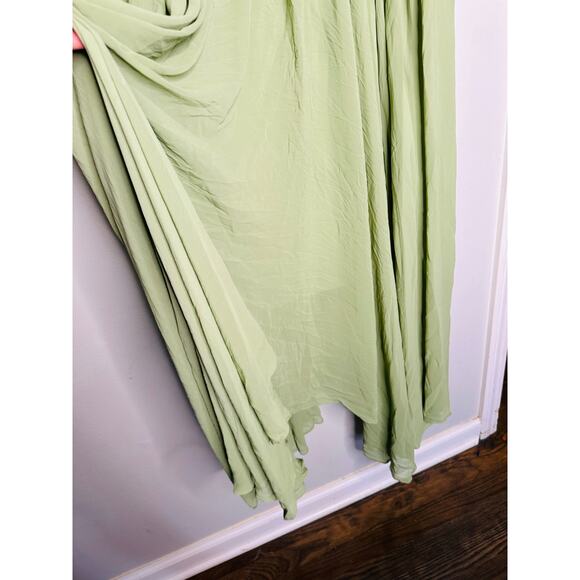 BIBHU MOHAPATRA COLLECTIVE Green Chiffon Shift Square Neck Empire Dress Size 14 - Picture 9 of 16